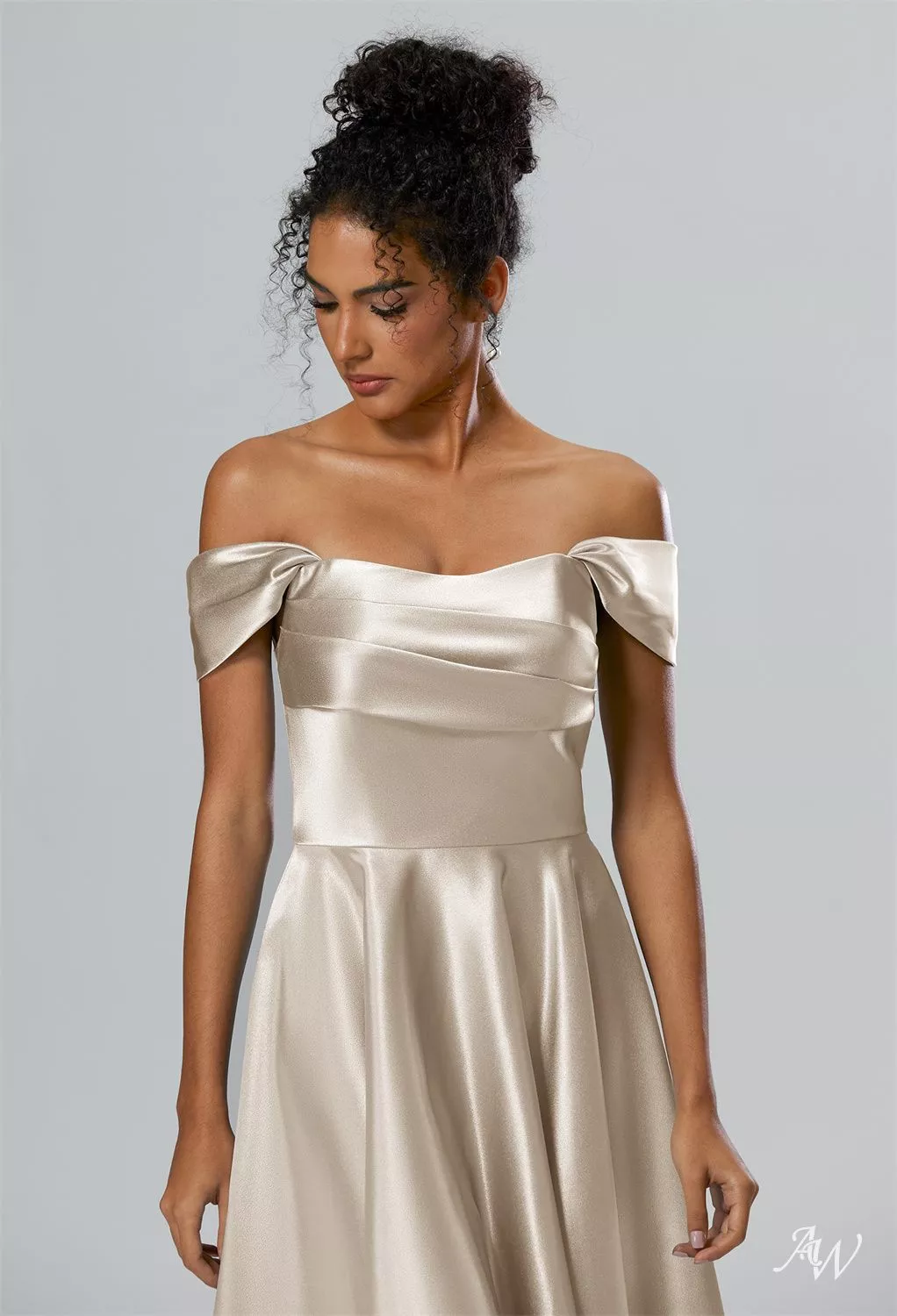 AW Yasmin Dress, Dark Navy Crystal Satin Satin Charmeuse Knee